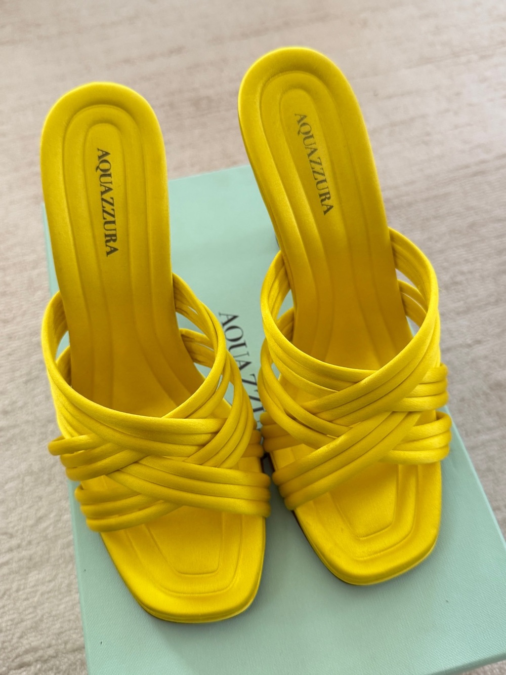 Aquazzura Bright Yellow Knotted Slide Mules
